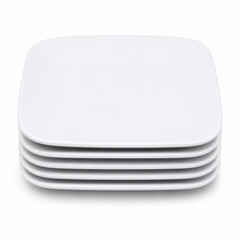 Set of 6 - Minimalist White Ceramic Flat Square Plate - 5.91" x 0.59"