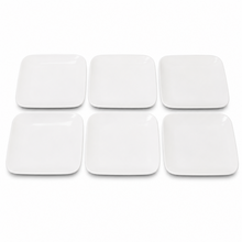 Set of 6 - Minimalist White Ceramic Square Plate - 8.27" x 0.71"