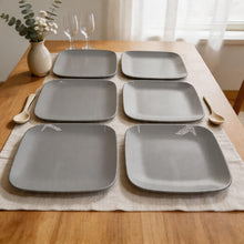 Set of 6 - Minimalist White Ceramic Square Plate - 8.27" x 0.71"