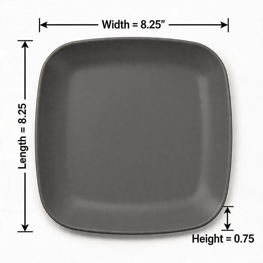 Set of 6 - Minimalist White Ceramic Square Plate - 8.27" x 0.71"