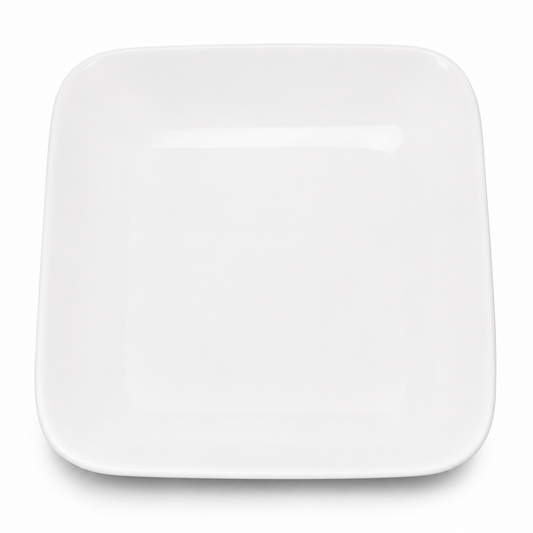Set of 6 - Minimalist White Ceramic Square Plate - 8.27" x 0.71"
