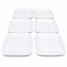 Set of 6 - Minimalist White Ceramic Square Dish - 9.84" x 0.71"