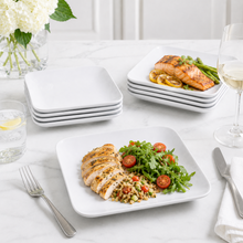 Set of 6 - Minimalist White Ceramic Square Dish - 9.84" x 0.71"