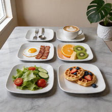Set of 6 - Minimalist White Ceramic Square Dish - 9.84" x 0.71"