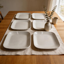 Set of 6 - Minimalist White Ceramic Square Dish - 9.84" x 0.71"