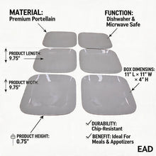 Set of 6 - Minimalist White Ceramic Square Dish - 9.84" x 0.71"