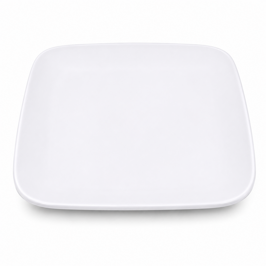 Set of 6 - Minimalist White Ceramic Square Dish - 9.84" x 0.71"