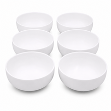 Set of 6 - Minimalist White Ceramic Deep Round Bowl - 6.89" x 2.56"