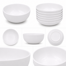 Set of 6 - Minimalist White Ceramic Deep Round Bowl - 6.89" x 2.56"