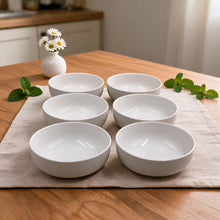 Set of 6 - Minimalist White Ceramic Deep Round Bowl - 6.89" x 2.56"