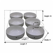 Set of 6 - Minimalist White Ceramic Deep Round Bowl - 6.89" x 2.56"