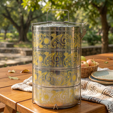 Gold Pattern Stainless Steel 4-Tier Food Carrier Tiffin