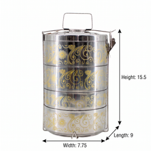 Gold Pattern Stainless Steel 4-Tier Food Carrier Tiffin