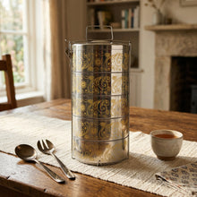 Gold Pattern Stainless Steel 5-Tier Food Carrier Tiffin