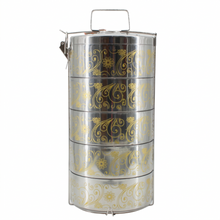 Gold Pattern Stainless Steel 5-Tier Food Carrier Tiffin