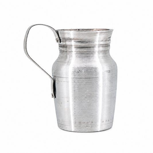 Small Aluminum Water Pitcher with Handle – Traditional Silver-Tone Serving Jug