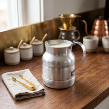 Medium Aluminum Water Pitcher with Curved Handle - Traditional Silver Finish