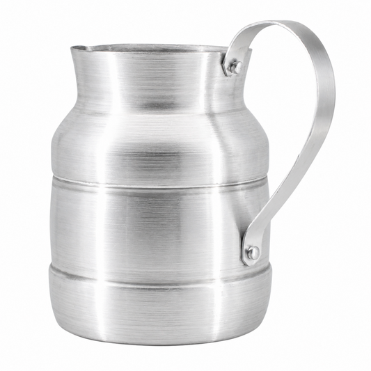 Medium Aluminum Water Pitcher with Curved Handle - Traditional Silver Finish