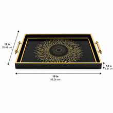 Black & Gold Sunburst Eye Decorative Serving Tray with Handles