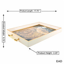 Gold Abstract Woodgrain Glass Serving Tray with Champagne Frame & Gold Handles