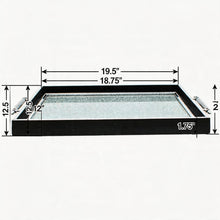 Black & Silver Glitter Glass Serving Tray with Chrome Handles