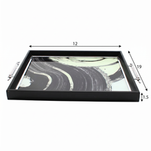 Black & White Abstract Glass Serving Tray with Chrome Handles