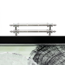 Modern Black & Silver Thumbprint Serving Tray with Chrome Handles