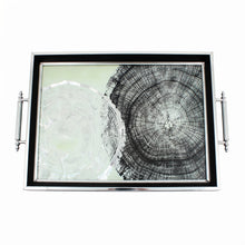 Modern Black & Silver Thumbprint Serving Tray with Chrome Handles