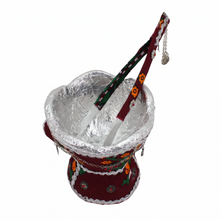 Traditional Yemeni Mabkhara Incense Burner with Decorative Tongs - Maroon