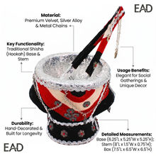 Traditional Yemeni Mabkhara Incense Burner with Decorative Tongs - Red, Black & White