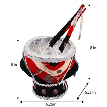 Traditional Yemeni Mabkhara Incense Burner with Decorative Tongs - Red, Black & White