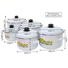 Al-Awdi Enamel Cookware Pot Set with Lids - Traditional White Yemeni Design (10-Piece Set)