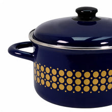 Al-Awdi Enamel Cookware Pot Set with Lids - Traditional Blue Yemeni Design (10-Piece Set)