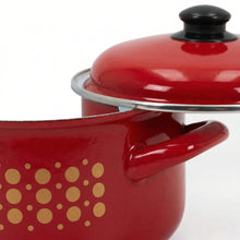 Al-Awdi Enamel Cookware Pot Set with Lids - Traditional Red Yemeni Design (10-Piece Set)