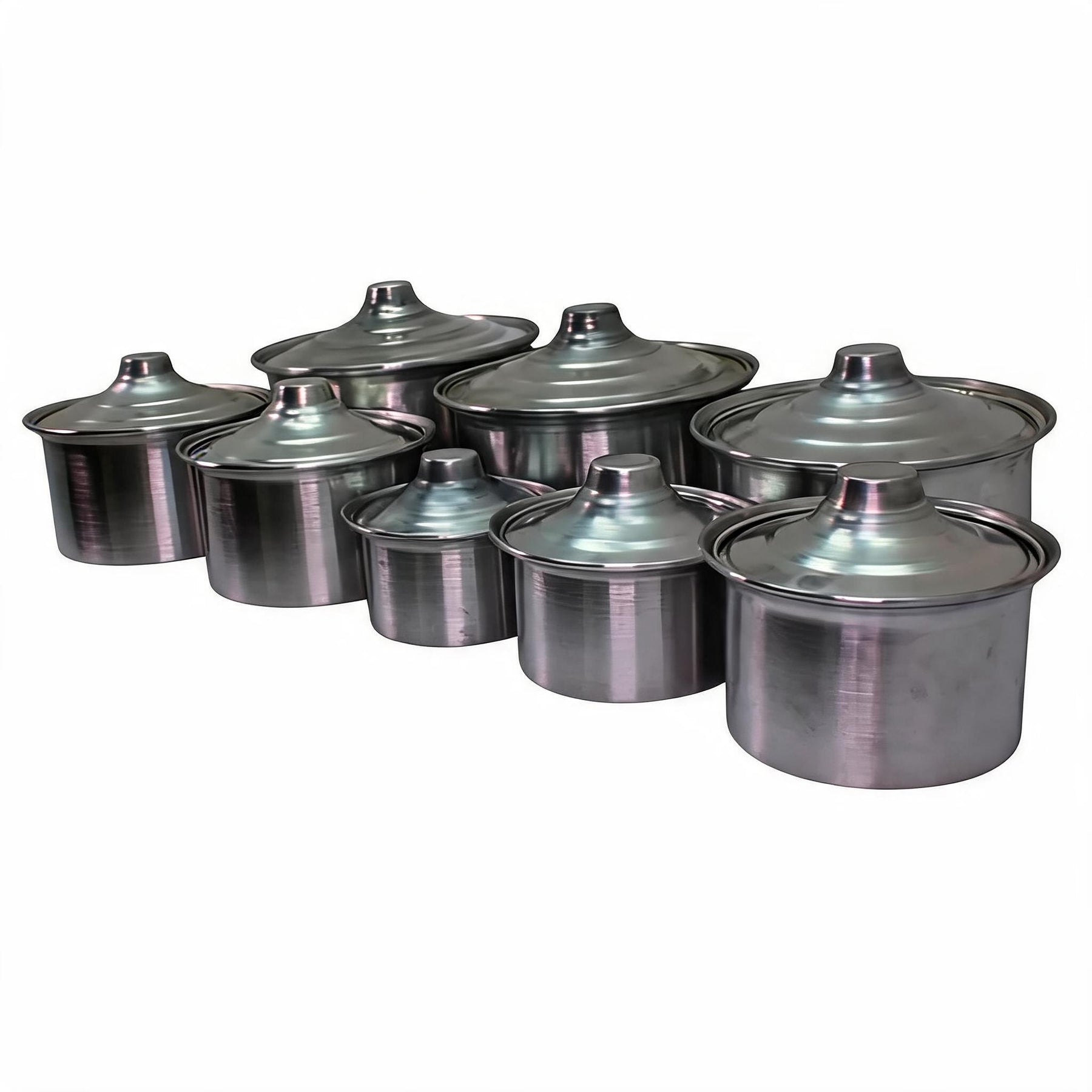 Traditional Aluminum Cooking Pots with Lids - 13" Large Family Set
