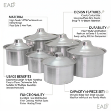 Al-Dar Aluminum Nested Cooking Pots with Lids - Set of 6
