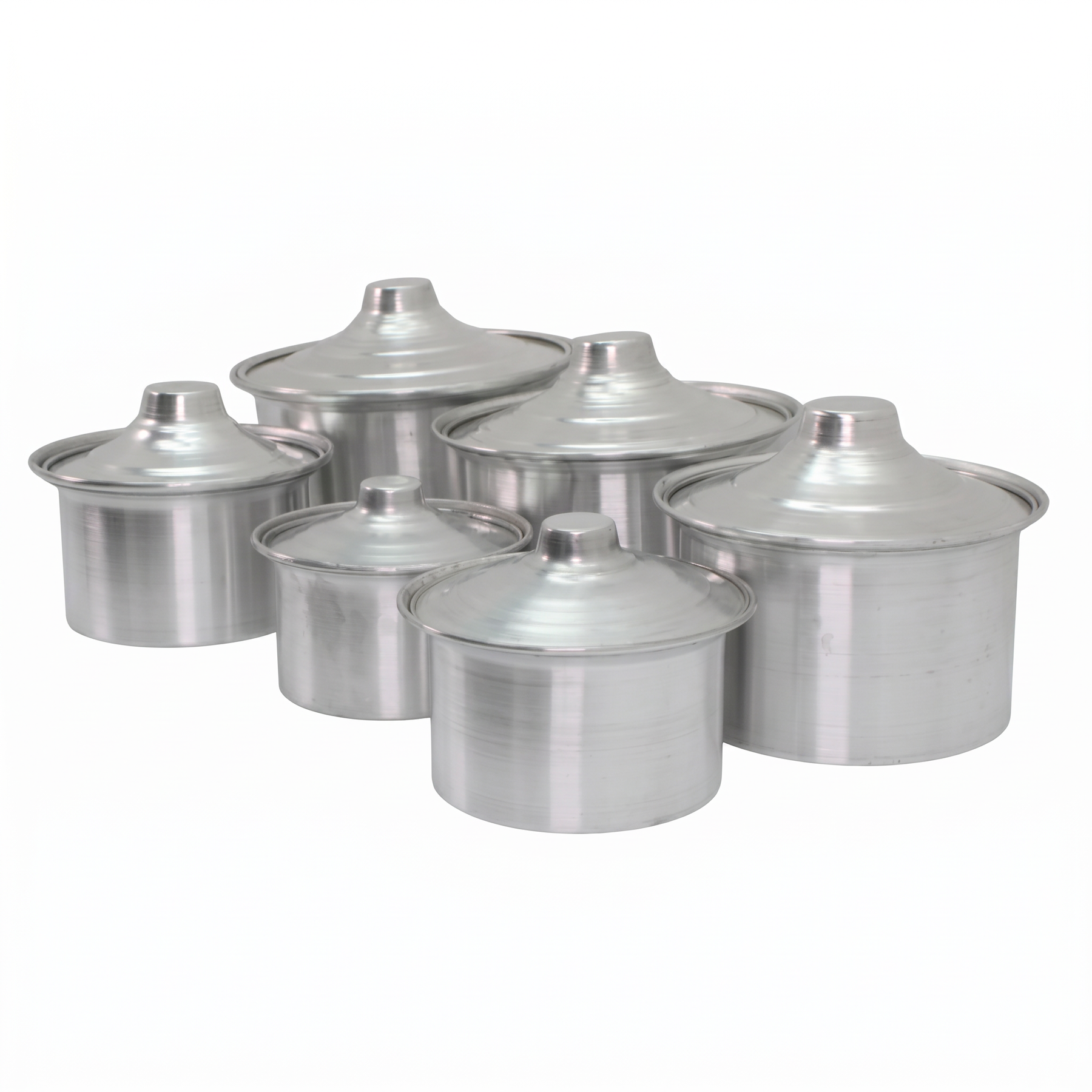 Al-Dar Aluminum Nested Cooking Pots with Lids - Set of 6
