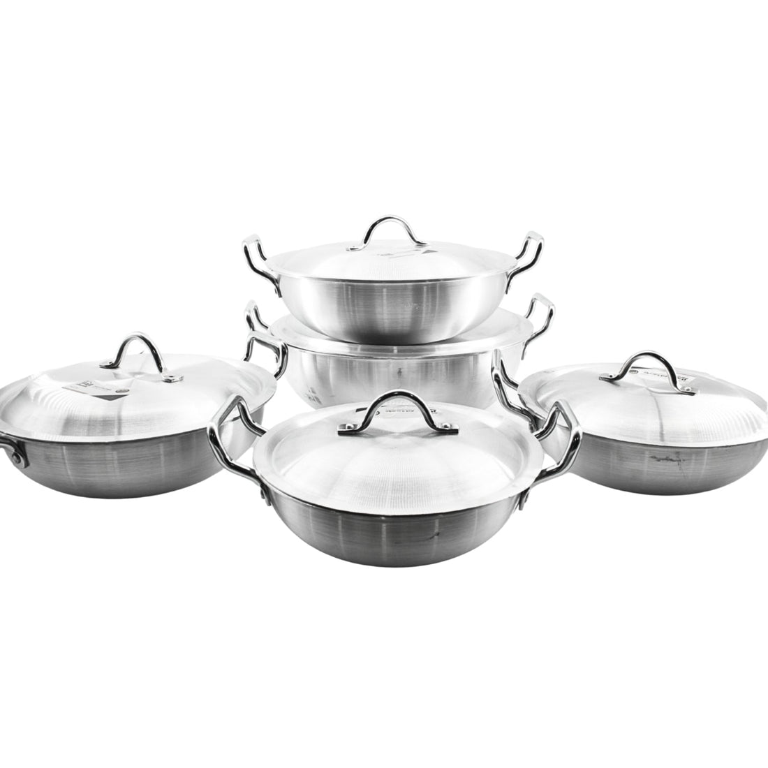 Stainless Steel Dual Handle Frying Pots 5 Pcs Set - XS/S/M/L/XL