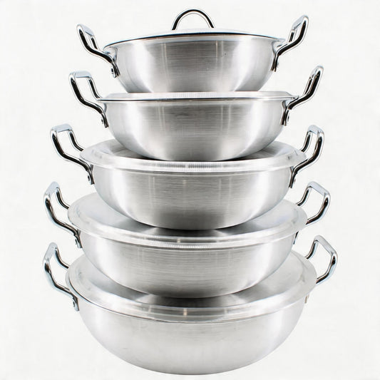 Stainless Steel Dual Handle Frying Pots 5 Pcs Set - XS/S/M/L/XL