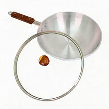 Aluminum Frying Pan with Glass Lid & Wooden Handle - 11.5''
