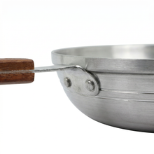 Aluminum Frying Pan with Glass Lid & Wooden Handle - 10.5''