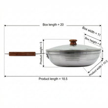 Aluminum Frying Pan with Glass Lid & Wooden Handle - 10.5''