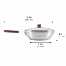 Aluminum Frying Pan with Glass Lid & Wooden Handle - 9.5''