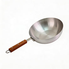 Deep Aluminum Frying Pan with Wooden Handle - 10''