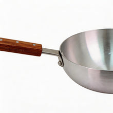 Deep Aluminum Frying Pan with Wooden Handle - 10''