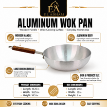 Deep Aluminum Frying Pan with Wooden Handle - 10''