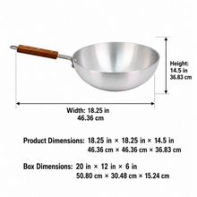 Deep Aluminum Frying Pan with Wooden Handle - 10''