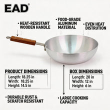 Deep Aluminum Frying Pan with Wooden Handle - 10''