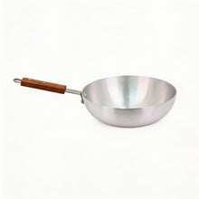 Deep Aluminum Frying Pan with Wooden Handle - 10''