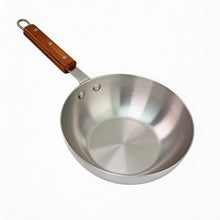 Deep Aluminum Frying Pan with Wooden Handle - 9''